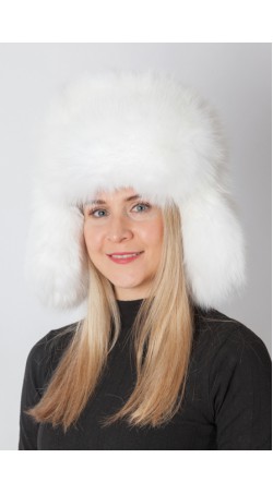 Arctic white fox fur hat – Russian style